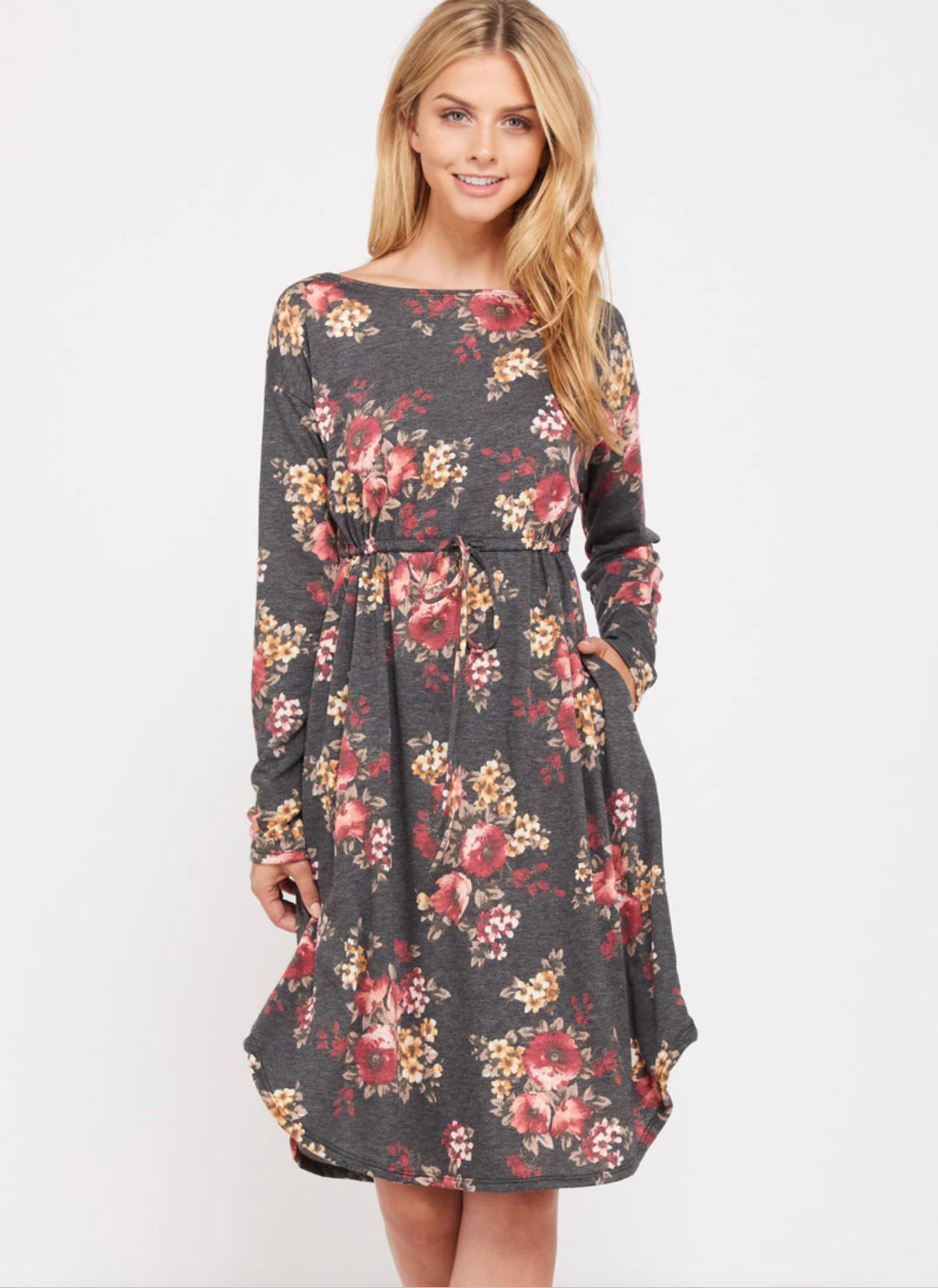 Long Sleeve Midi Floral Dress