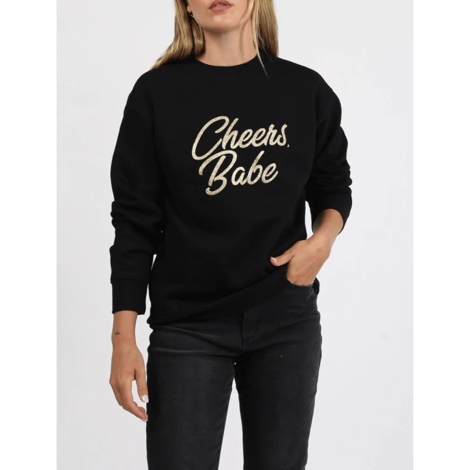 Cheers Babe Core Crew In Gold Glitter