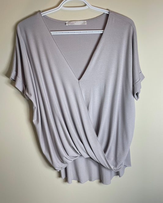 Cross-over Draped Shirt in Grey