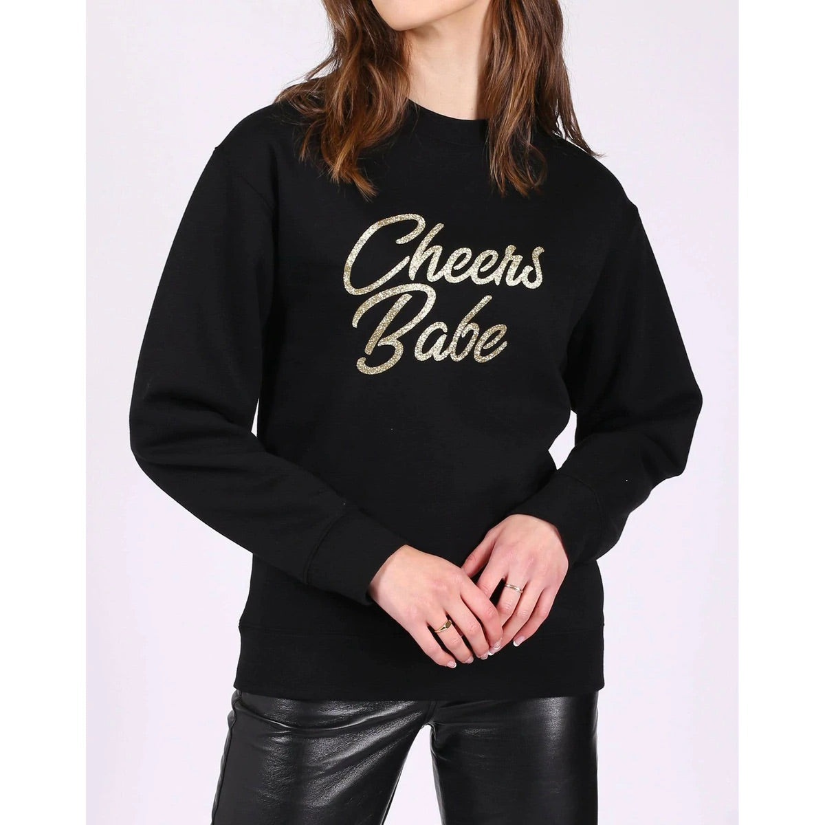 Cheers Babe Core Crew In Gold Glitter