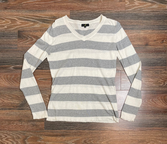 Grey and White Striped Shirt
