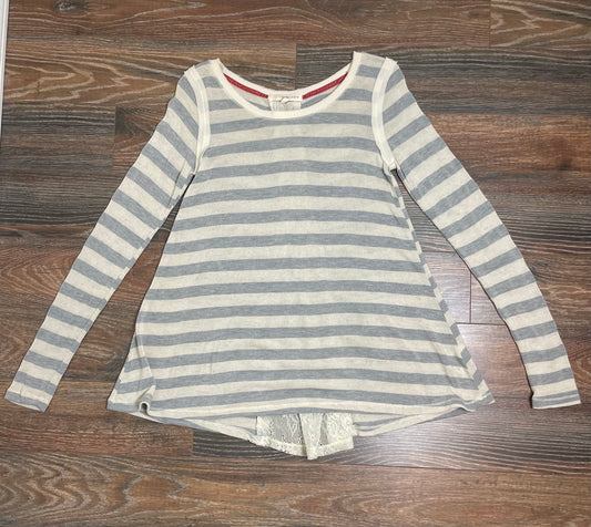 Rewind Striped Long Sleeved Top with Lace down the back